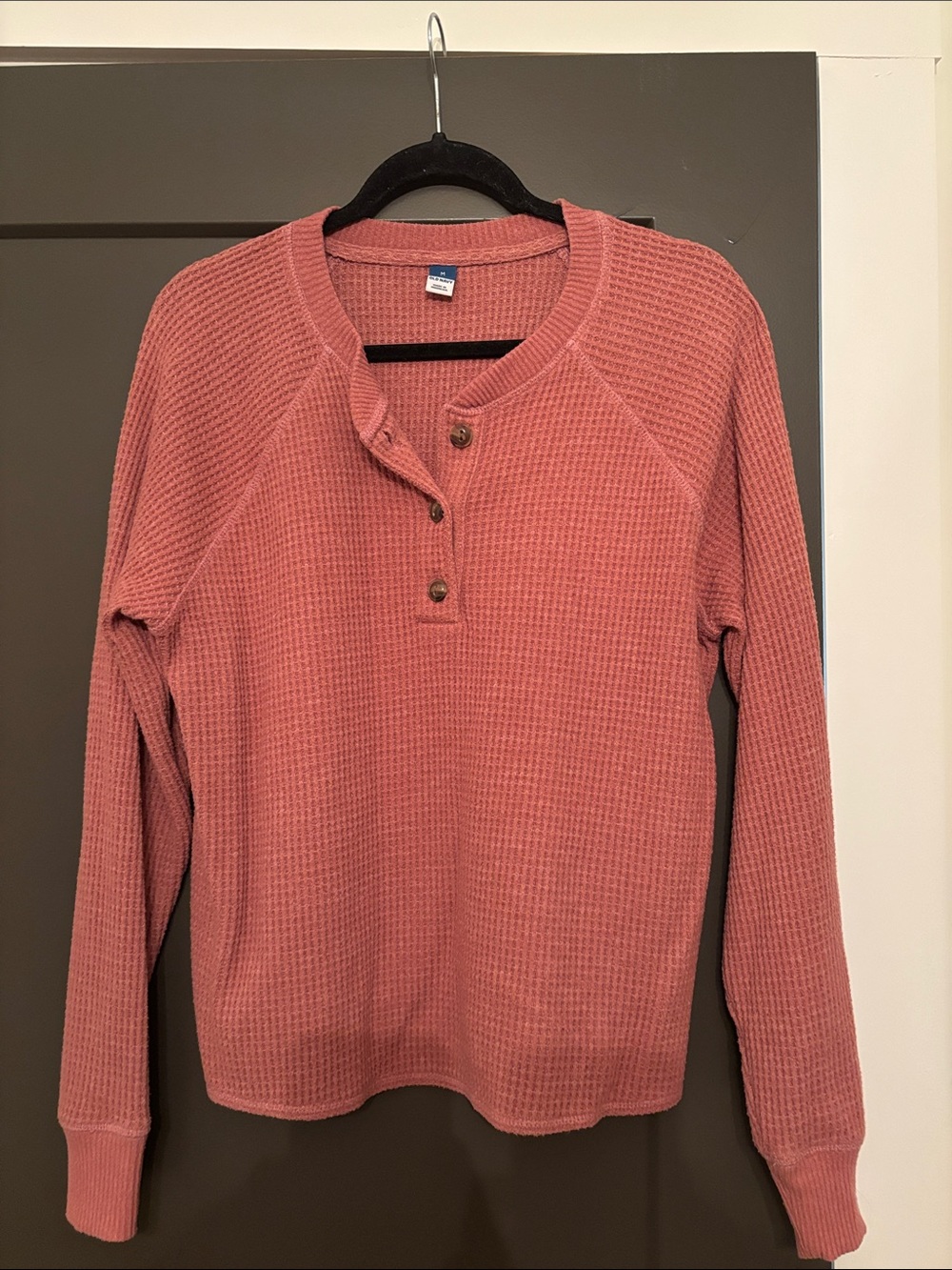Old Navy Waffle Henley Long-Sleeve Top - Dusty Rose